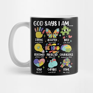 God Says I Am Strong Accepted Bold Autism Awareness Mug